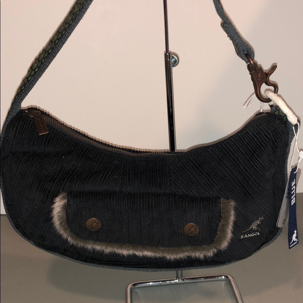 Kangol Black & Green Corduroy Demi Purse Handbag